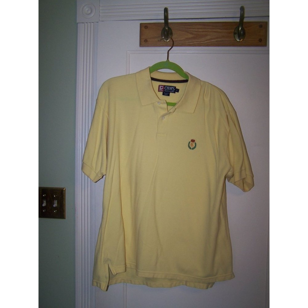 Chaps Ralph Lauren Polo Top Men's Shirt L Cotton Yellow